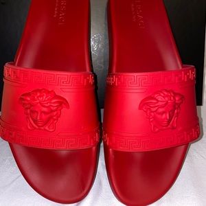 Red Versace Slides Sandals SAKS Size 45